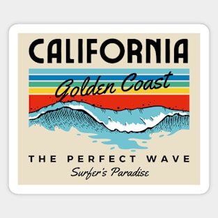 California Golden Coast Retro Surfing Surfer Beach Magnet